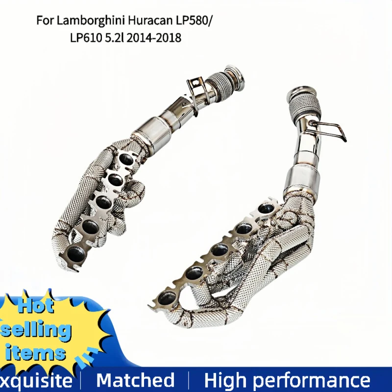 Factory Wholesale SS304 Exhaust Manifold for Lamborghini Huracan LP580/LP610 5.2l 2014-2018 SS304 Exhaust Pipes with Heat Shield