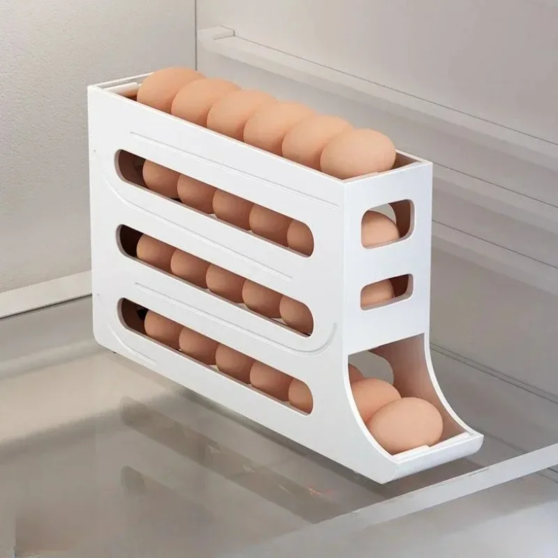 Simple Fast Egg Storage Shelf Kitchen Refrigerator Storage Box Large Capacity Dedicated Egg Carton Rolling Egg Storage Organizer