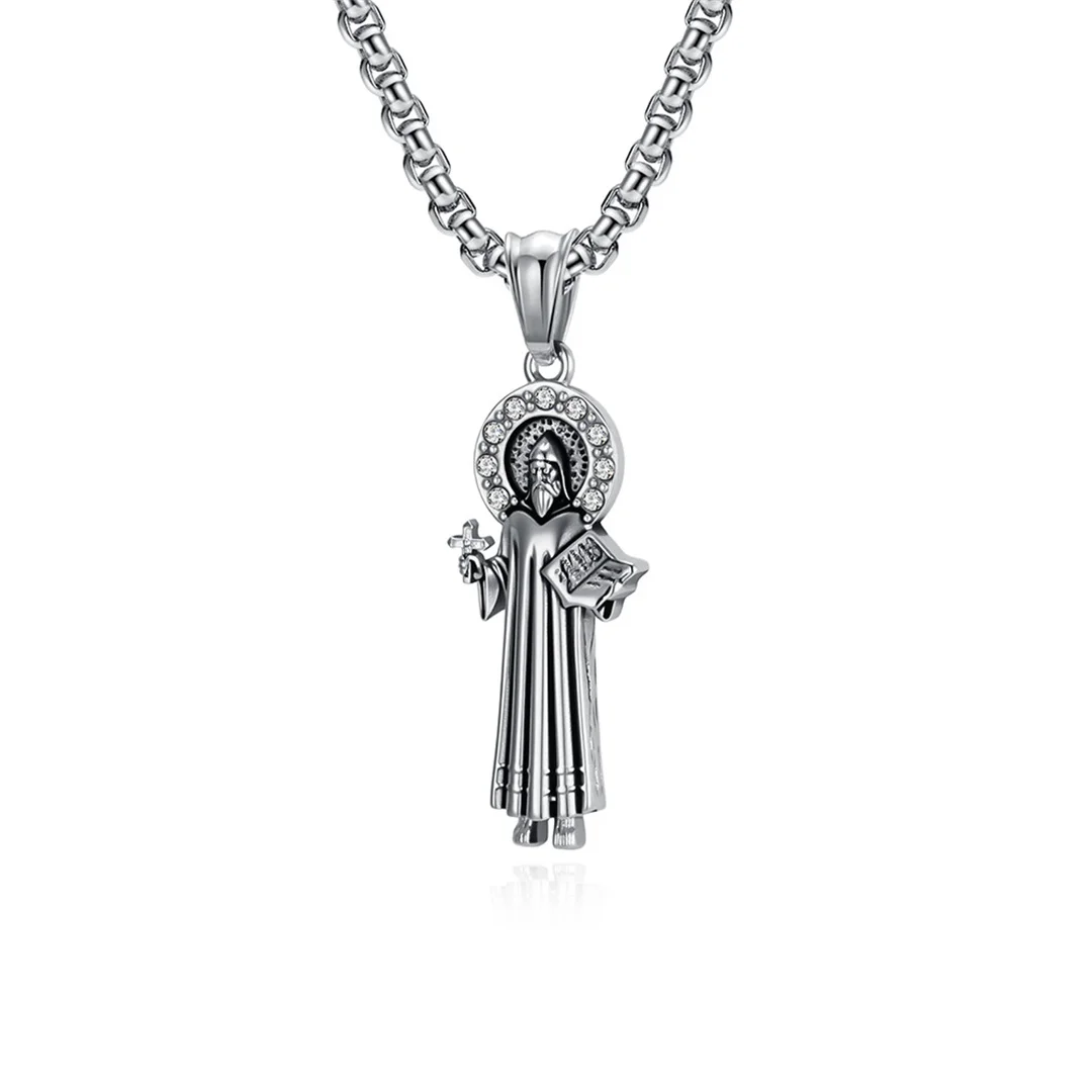 Religion Zircon Saint Jude Christ Jesus Pendant Gold Silver Color Stainless Steel Christian Faith Necklace for Woman Men Jewelry
