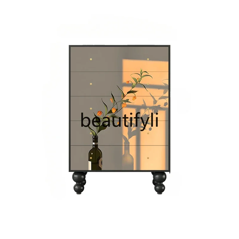 

Modern light and shadow flower decoration solid wood Wudou living room entrance balcony storage cabinet