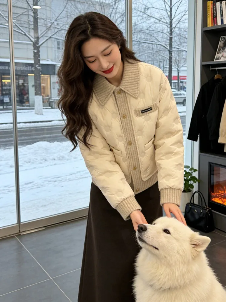 

Winter Thiened down Cotton Jaet Women's Faion Versatile Small Size Quilted Coat Korean Sle Loose Fit ort Length