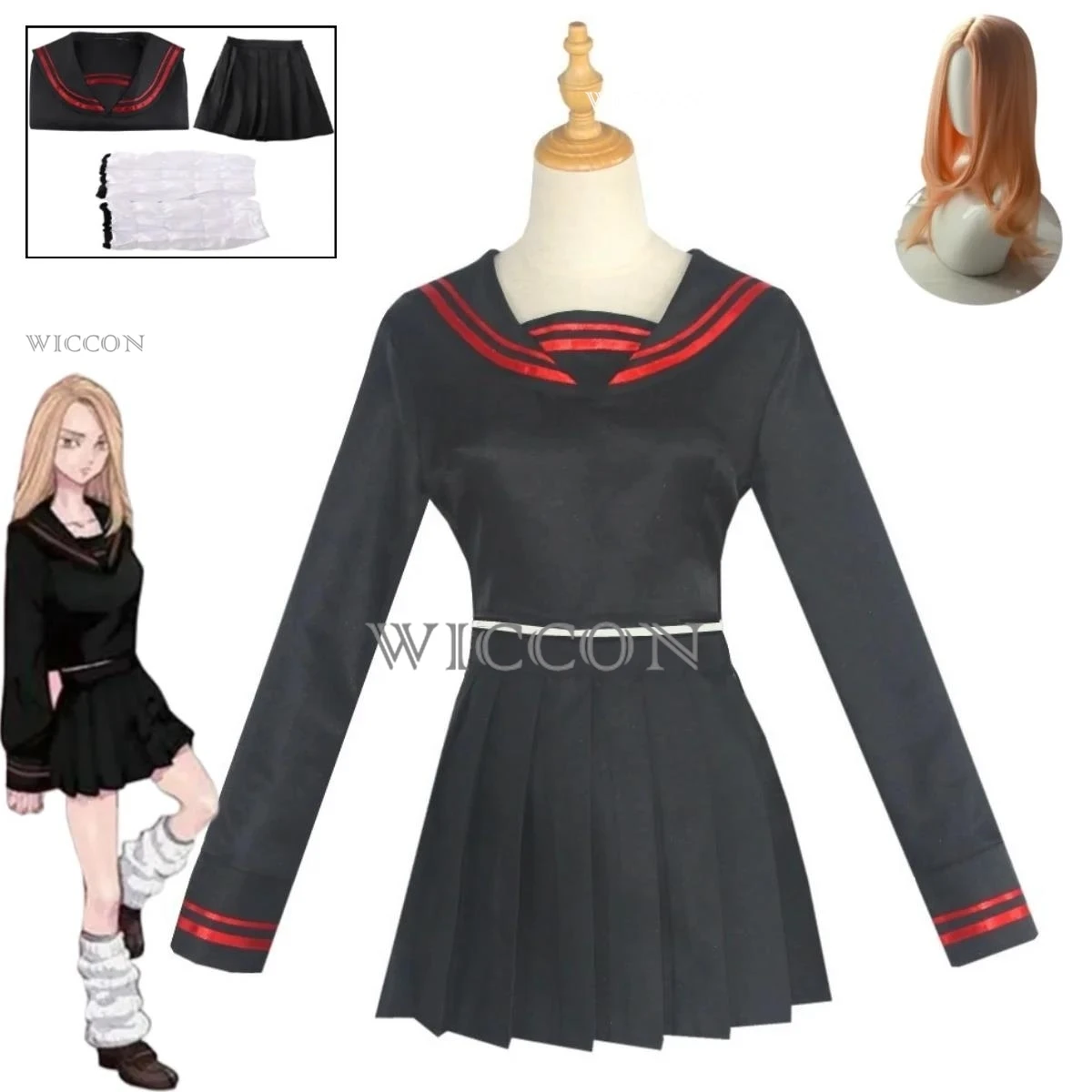 

Anime Tokyo Revennge Shiba Yuzuha Cosplay Costume Sailor JK Uniform Black School Uniform Halloween Party Carnival Set