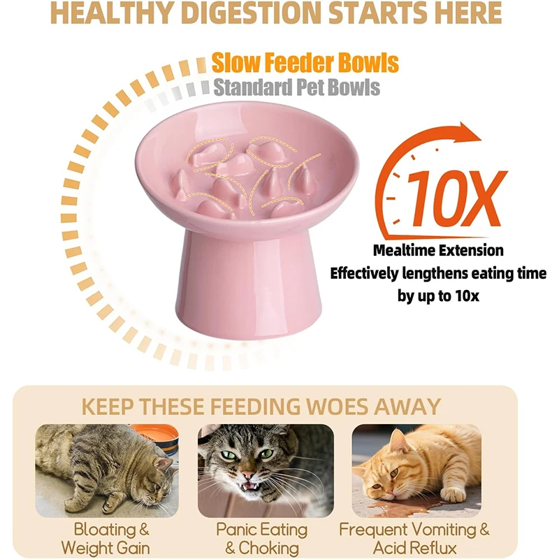 Cat Nordic Style Food Water Bowl Pet Animal Ceramic Eating Dishes High Foot Raised Puppy Cats Matte Bowls Elevated Dog Bowls