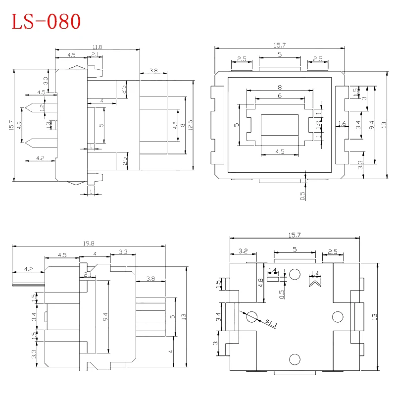 Механическая клавиатура LS-080, 10 шт., специальный ножной переключатель, 2 контакта, без фиксирующих кнопок