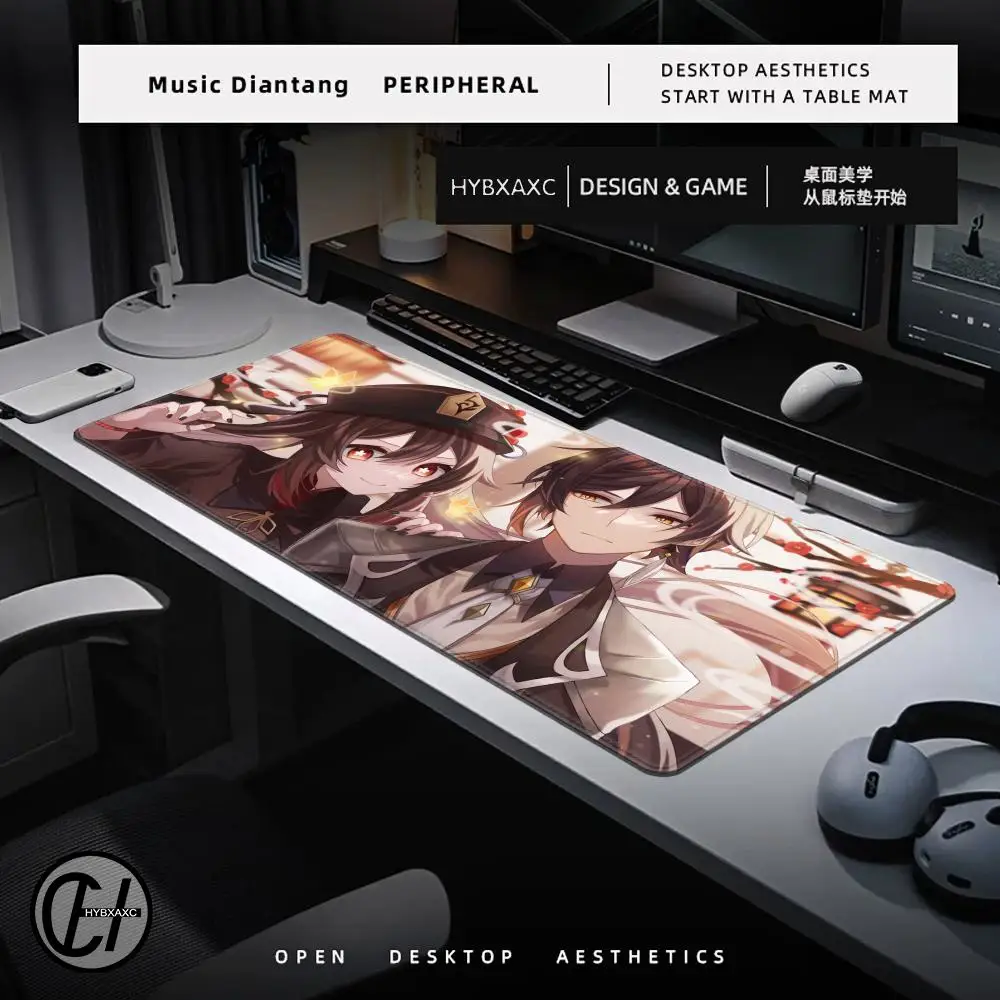 Anime Cute Hu Tao Mousepad Non-slip Rubber Gaming Genshin Impact Mouse Pad Keyboard Mat Computer PC Laptop Pad Game XXL Desk Mat