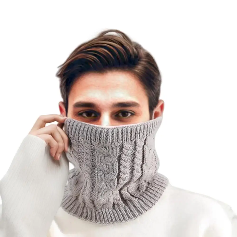 Fashion Wool Knitting Pullover Ring Scarf Solid Knitted Full Face Mask Snood Neck Scarves Men Women Children Neckerchief New