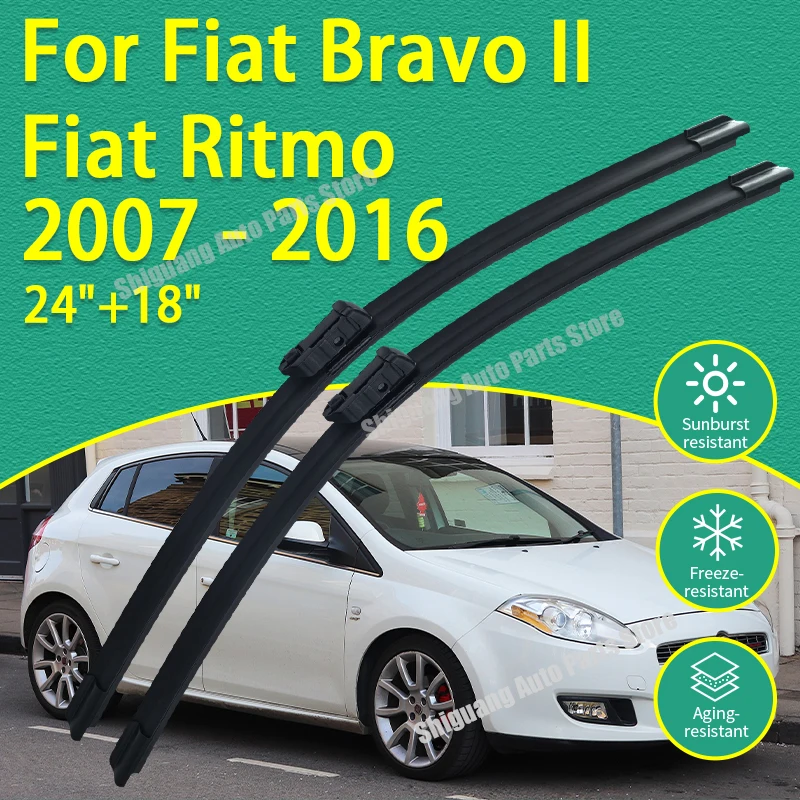 Escobillas Delanteras con Revestimiento de Silicona para Fiat Bravo 2 II Fiat Ritmo 2007 - 2016, Accesorios para Limpiaparabrisas 2008