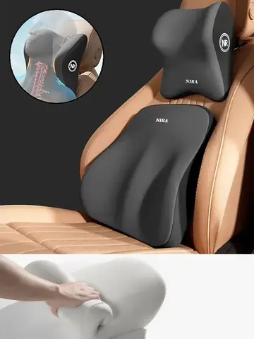 Memory Foam Car Universal Headrest Lumbar Cushion Back Cushion Lumbar Pillow Car Comfort Neck Pillow Car General Accessories