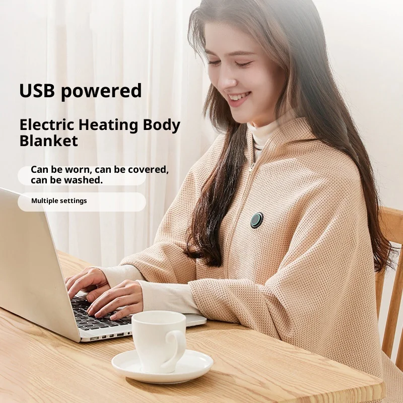 

Portable USB Electric Heating Blanket ﻿ USB Heated Blanket Washable Wearable Warmer Adjustable 3 HeatSettings Lightweight Shawl