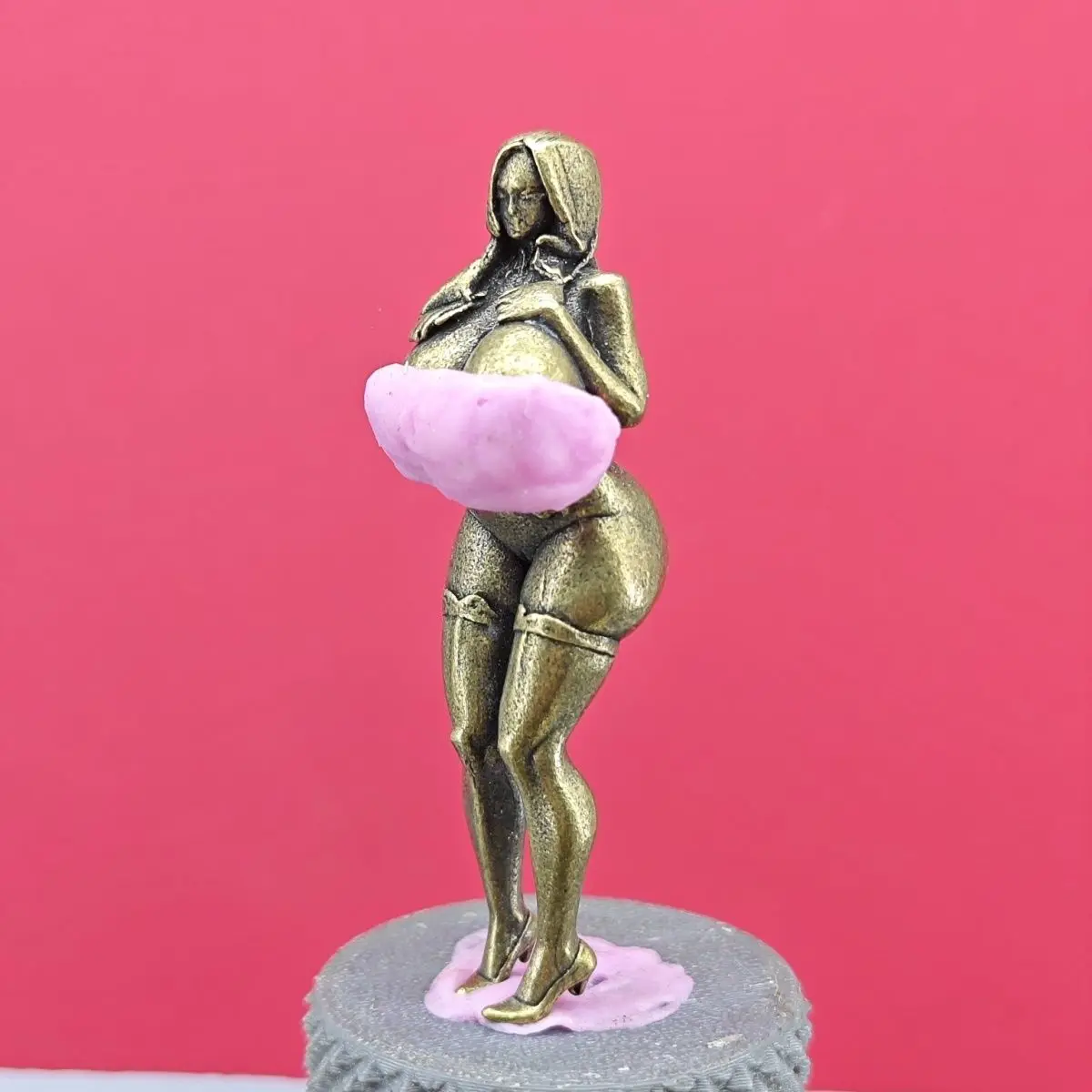 Brass Bishoujo Figure Model Ornament Plump Girl Desktop Decoration Handheld Fidget Home Decor Gift for Collectors