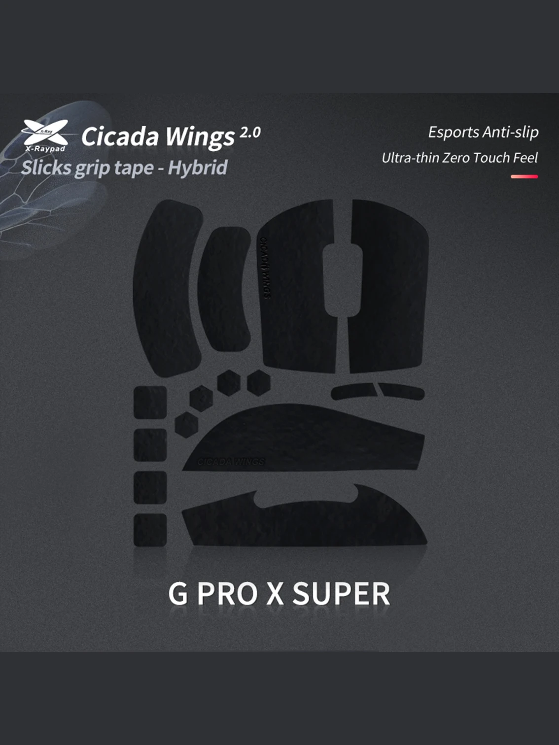 Taśma antypoślizgowa X-Raypad Cicada Wings V2 Slicks Grip Tape do G Pro X Superlight / Superlight2 / X2 SUPERSTRIKE - Bardziej trwała — zdjęcie produktu 7