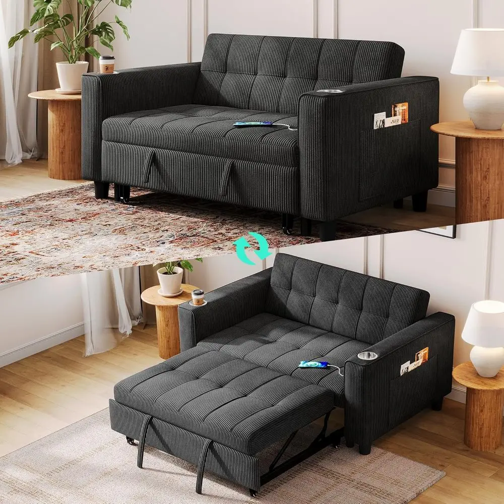 

Soa Bed, выдвижной диван 54 с зарядной станцией и подстаканником, небольшой трансформируемый двухместный диван 3 в 1, общежитие