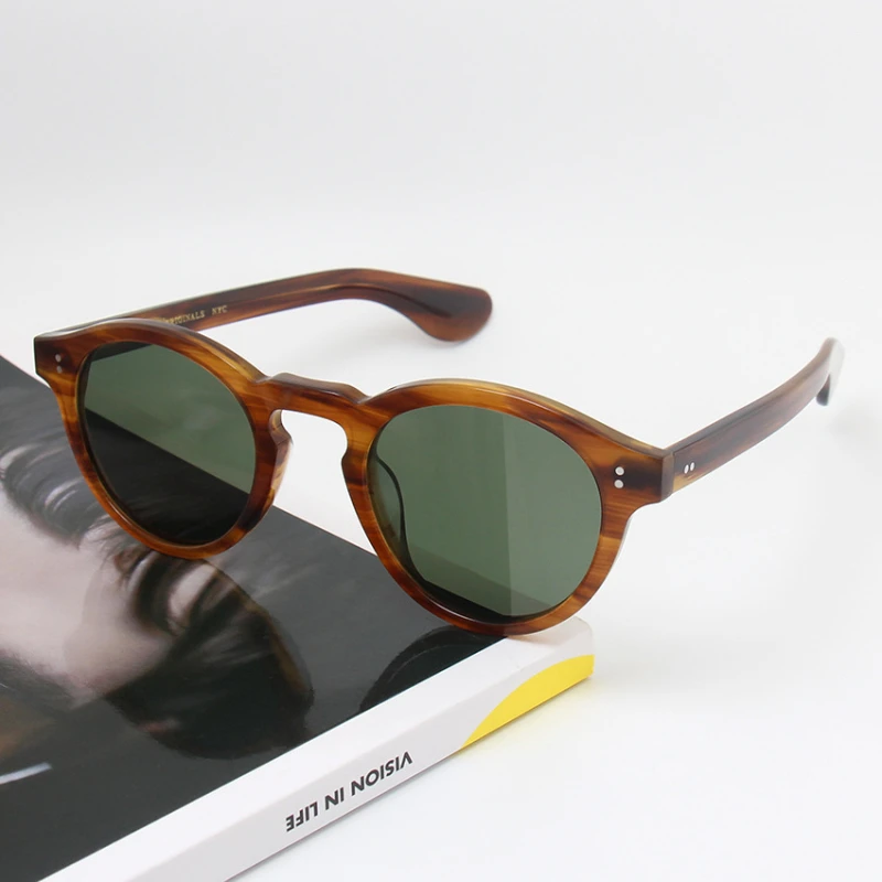 

Classic Vintage Round Polarized Sunglasses Men Women Retro Acetate Circle Sun Glasses UV400 Anti-ultraviolet Trendy Sunglass