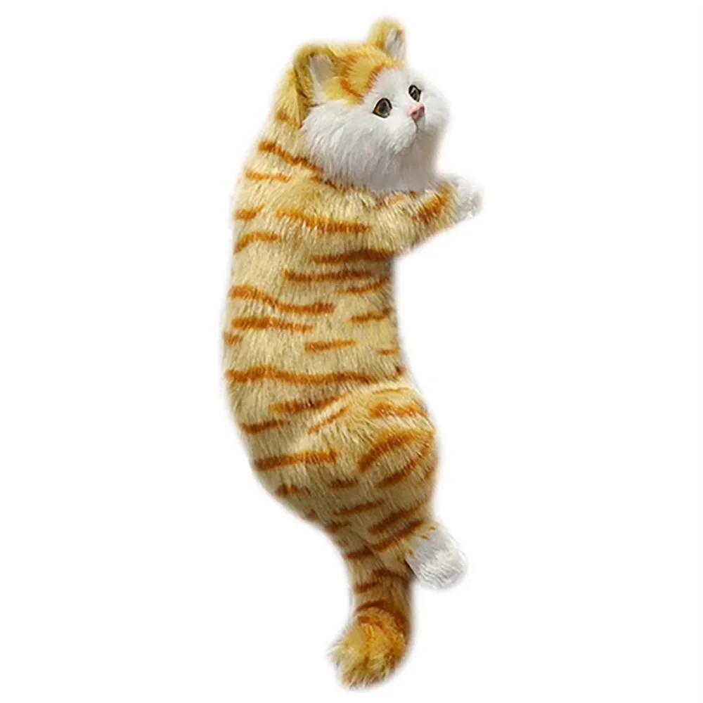 

Furry Simulation Cat Hanging Ornament Realistic Animal Figurines Fake Cat Model Soft Cute Stuffed Animals Sculptures Child Gift
