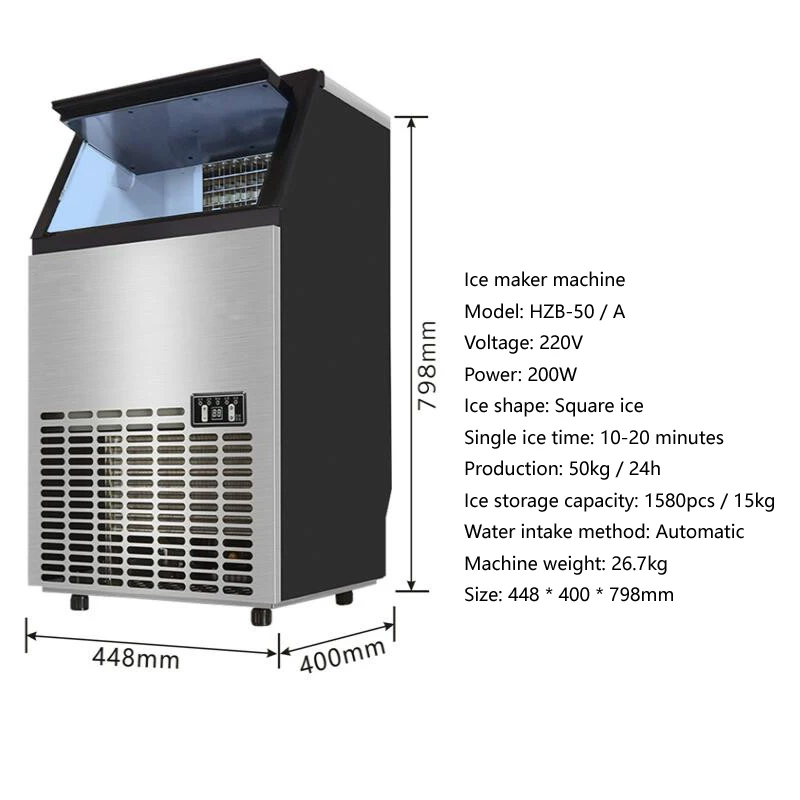 Ice Machine Commercial Ice Cube Machine Milk Tea Shop Bar Automatic Ice Cube Maker Household Appliances