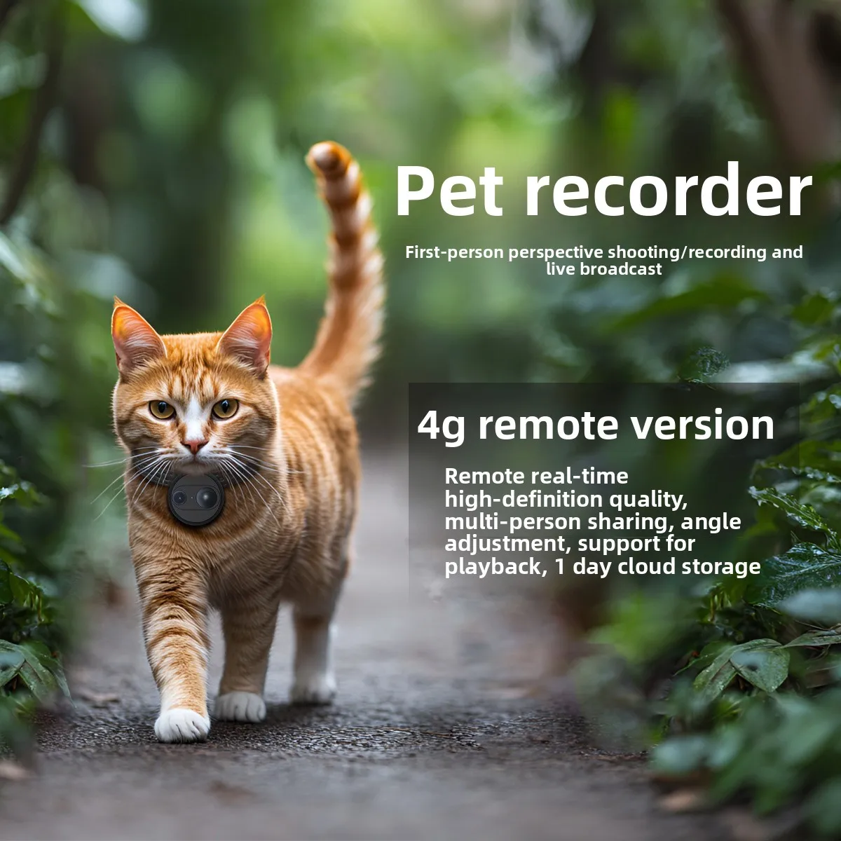 4G Cat Dog Pet Perspective Camera Neck Recorder Monitoring Live Broadcast Smart Collar Strap Cat
