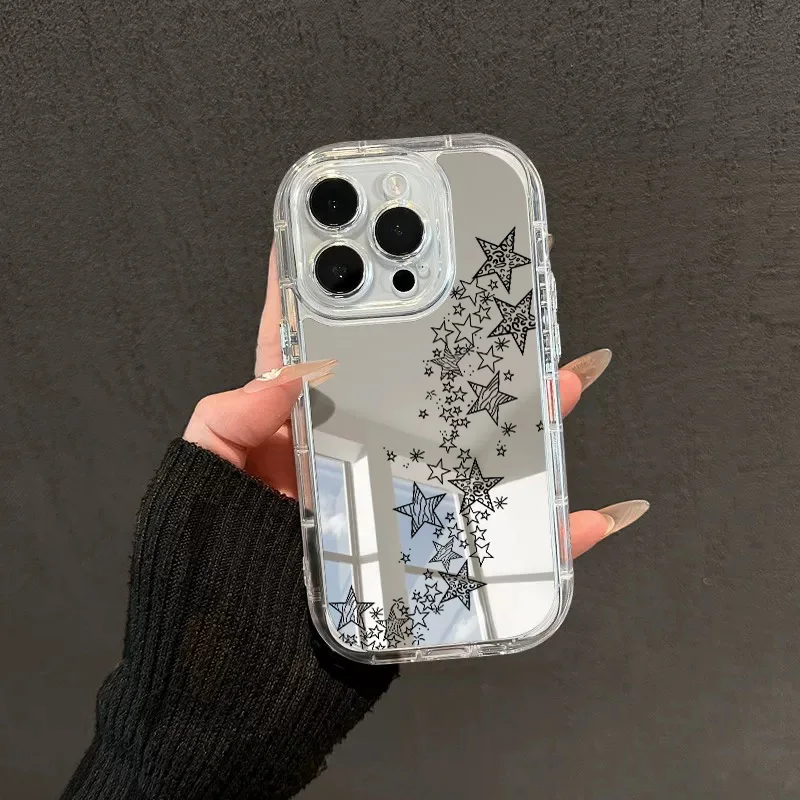 Spiegel-Handyhülle mit verstreuten und fallenden Sternen, stoßfest, für iPhone 11/12/13/14/15/16/17 Pro Max AIR PLUS
