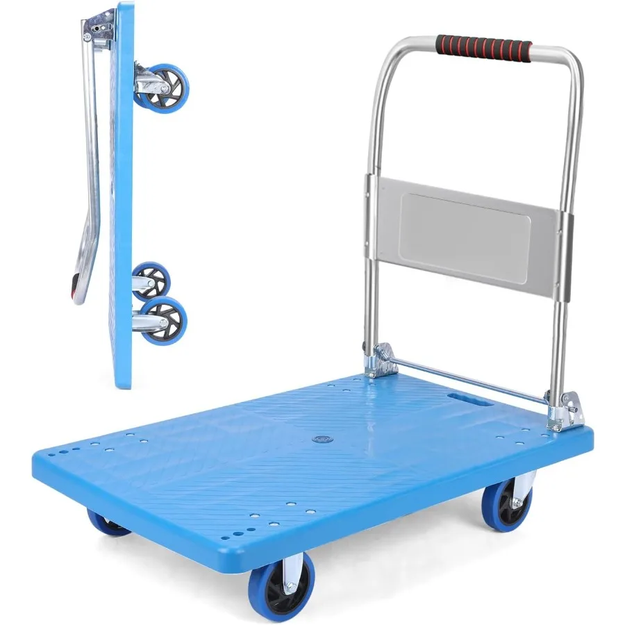 รถเข็นพับได้แบบ Heavy Duty พร้อมล้อหมุน 360 องศา สำหรับใช้งานในอุตสาหกรรมและครัวเรือน พกพาสะดวก พับเก็บได้ ผลิตจากเหล็กกล้าอัลลอย H