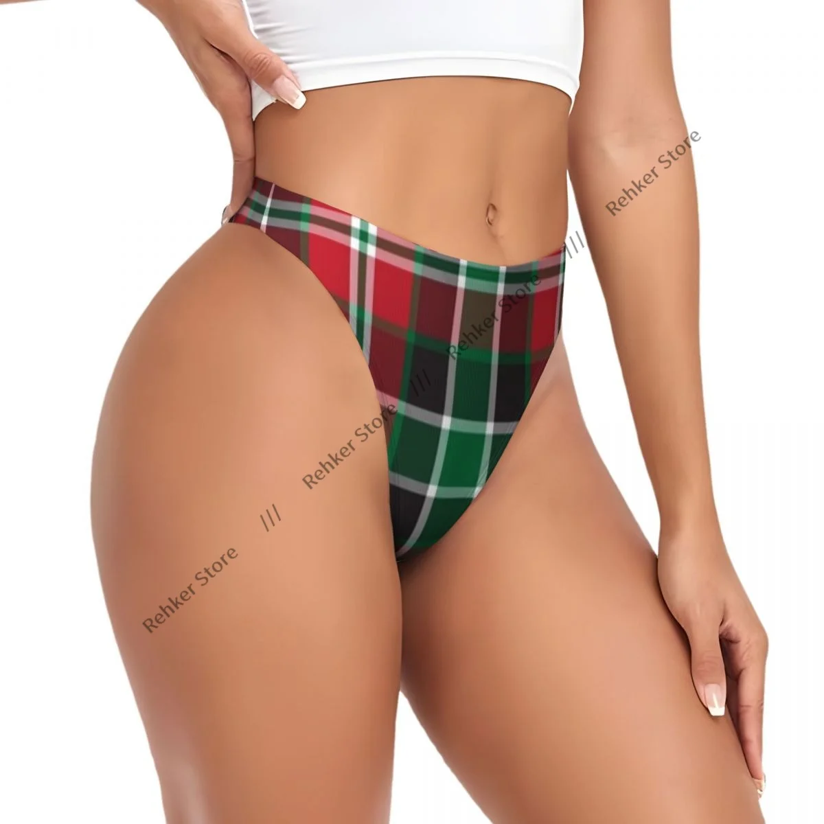 Sexy Women Underwear Classic Plaid Checkered Tartan Pattern Thong Panties G-string