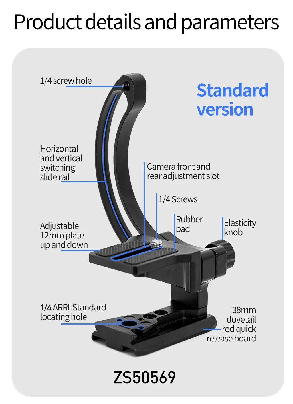 Neue DSLR Kamera Objektiv Unterstützung Halterung Halbrunden Ring Horizontale Vertikale Schnell Schalter Halterung für Canon Nikon Stativ Stabilisator – Detail 15