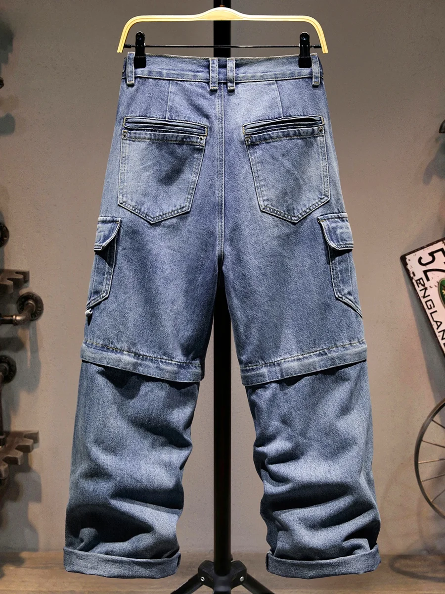 

Новые мужские модные рабочие джинсы 2025 года: свободные, прямые, широкие, повседневные, длинные брюки, молодежные джинсы прямого кроя