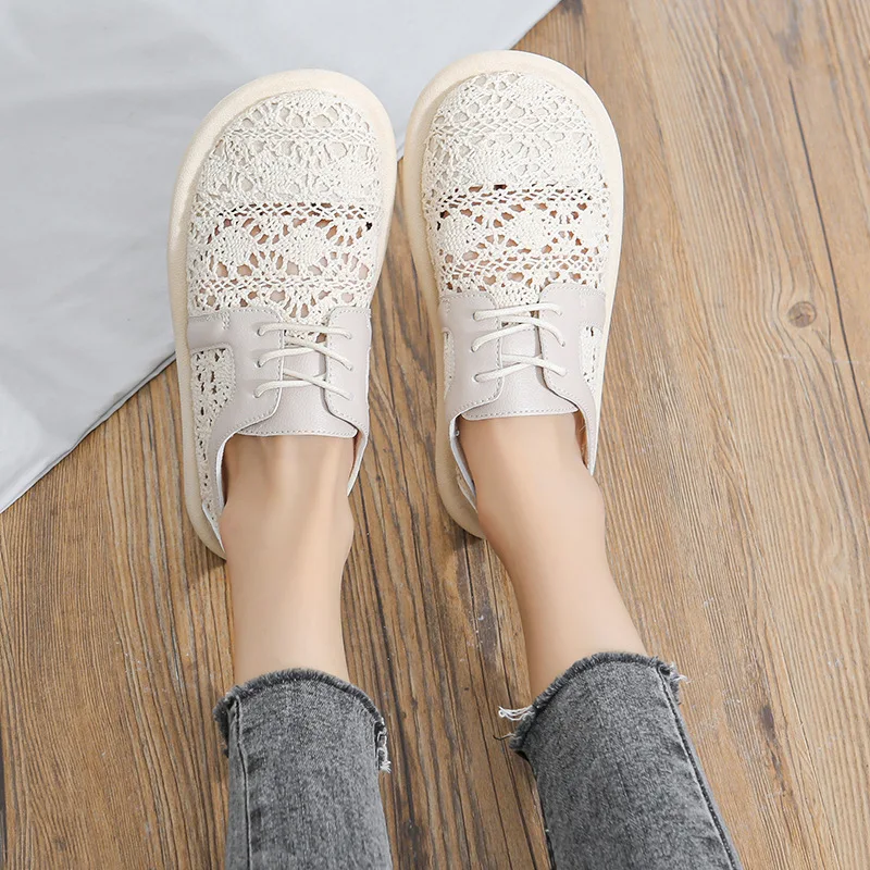 Platform Flat Summer Shoes Women Sandals Sandals Designers Shoes Genuine Leather Breathable Women Shoes Casual Ladies Sandals