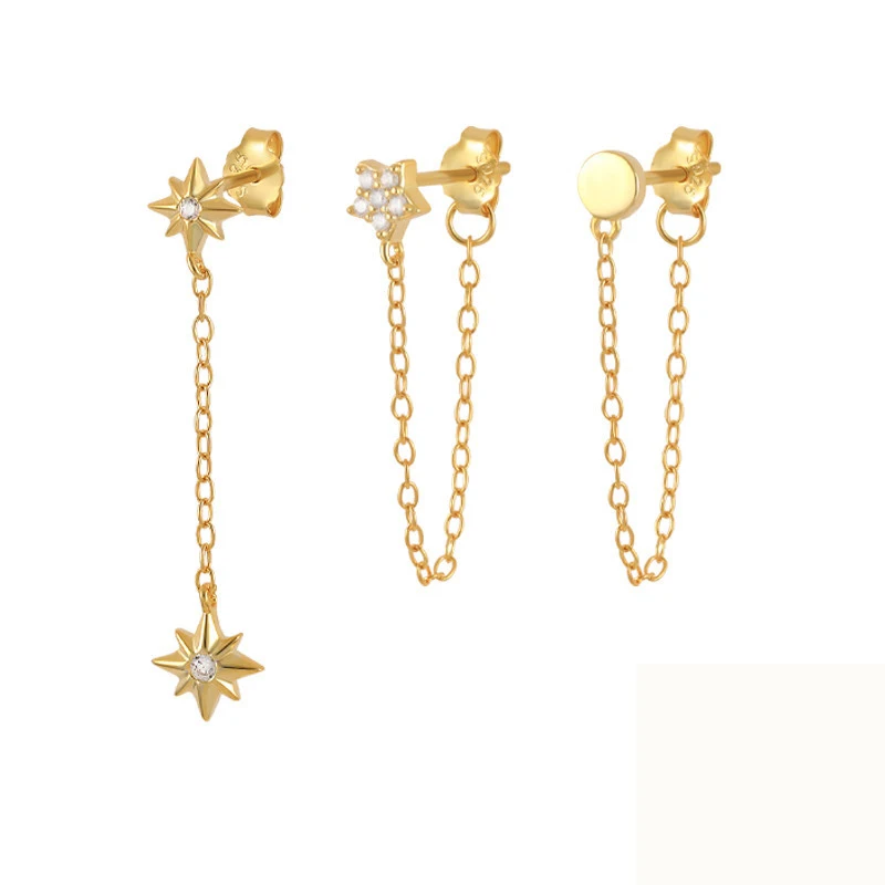 

Long Chain Tassel Drop Earring Set Silver 925 Trendy Women'S Jewelry 2023 Ear Hanging Accessories Cubic Zirconia Gold Earings