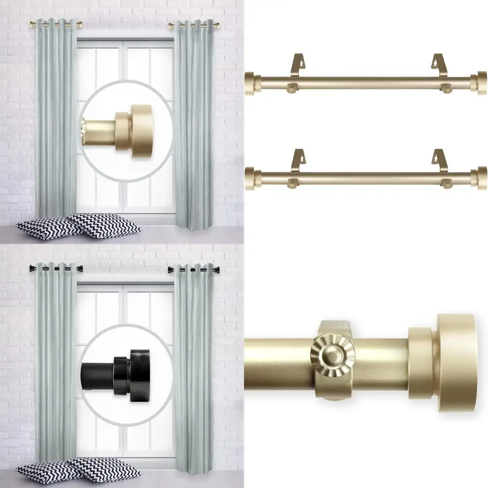 ديكور قضيب A&F ذهبي - زوج من قضبان الستائر الجانبية مقاس 12-20 بوصة #1