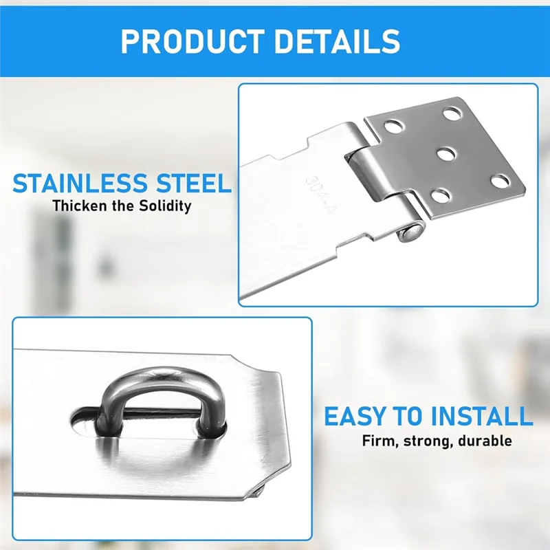 Nuove serrature Hasp Lucchetto Cattura lucchetto per porta Set di lucchetti da 2, lucchetto da 5 pollici con 18 viti