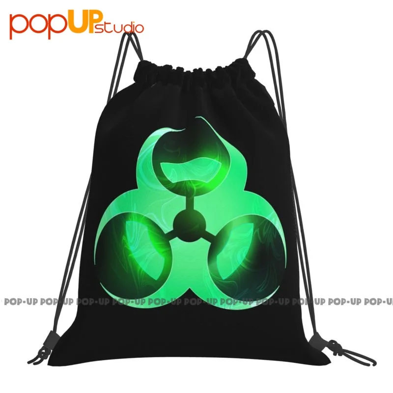 Biohazard Toxic Waste Symbol Green Cool Danger Warning Radioactive Logo Drawstring Bags Gym Bag Print Art Print