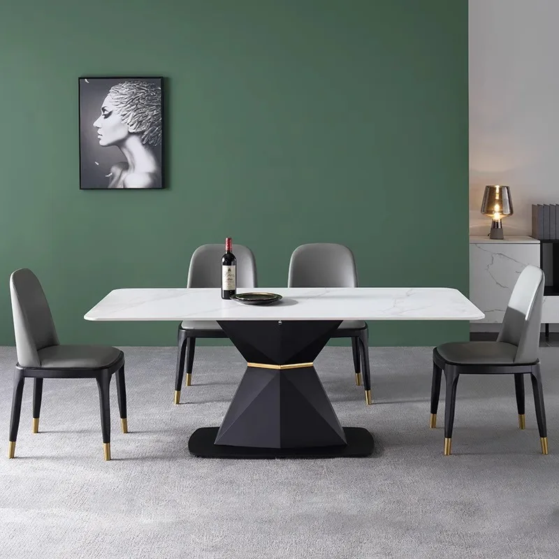 

Modern Marble Stone Dining Table Set for 6 Elegant Dining Room Furniture