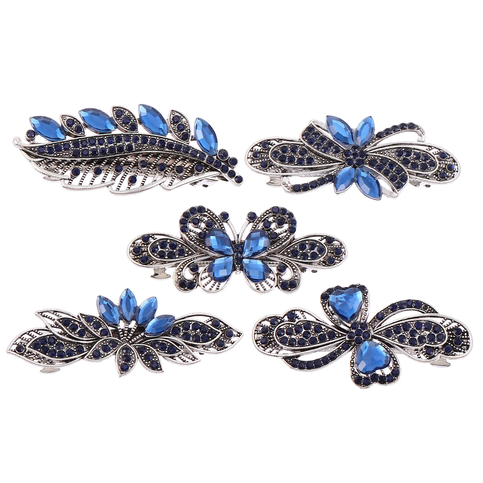 5 قطع من مشابك الشعر المصنوعة من حجر الراين، مشابك أنيقة للشعر السميك والرفيع وإكسسوارات الزفاف للنساء والفتيات