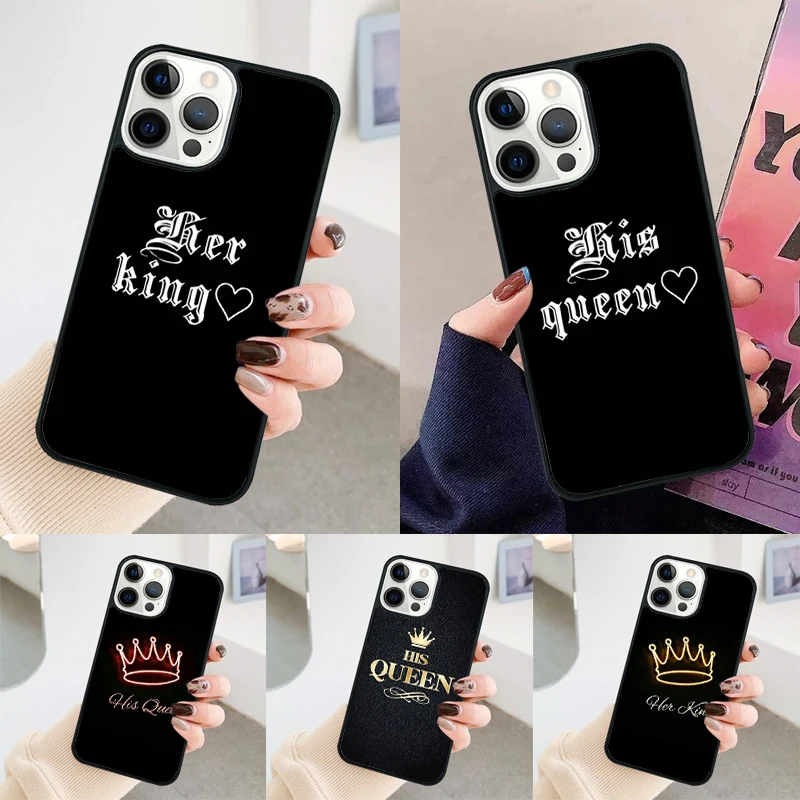 King Queen Couple Lovers phone case Cover For iPhone 14 15 16 Pro Max SE 2020 coque For apple 11 12 13 Pro Max 8 Plus