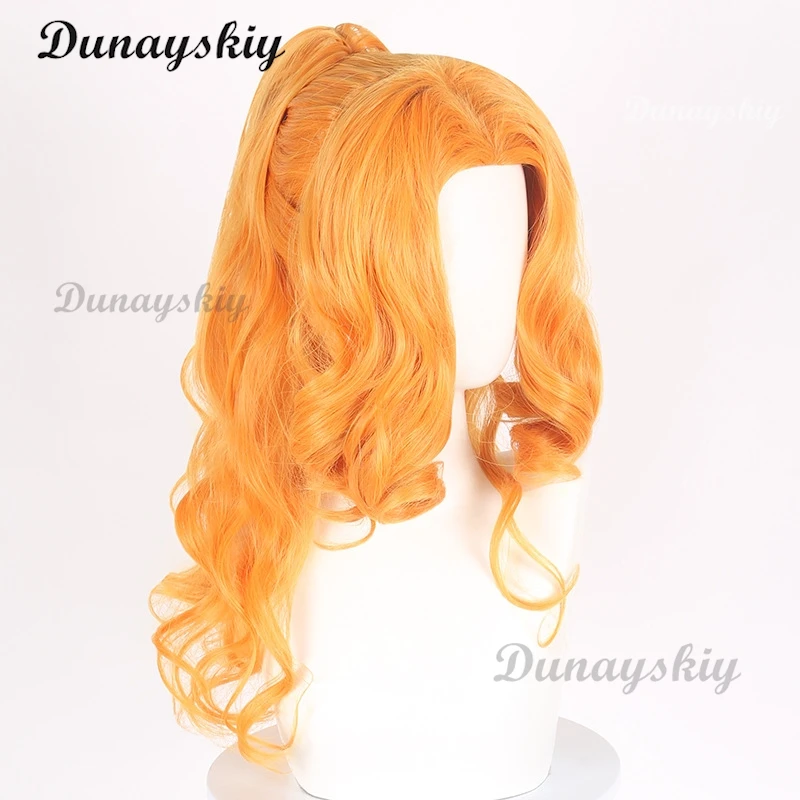 Dazzle Adagio Cosplay Wig Anime Cosplay Orange Heat Resistant Synthetic Hair Prop Halloween Party Play Outfit for Women