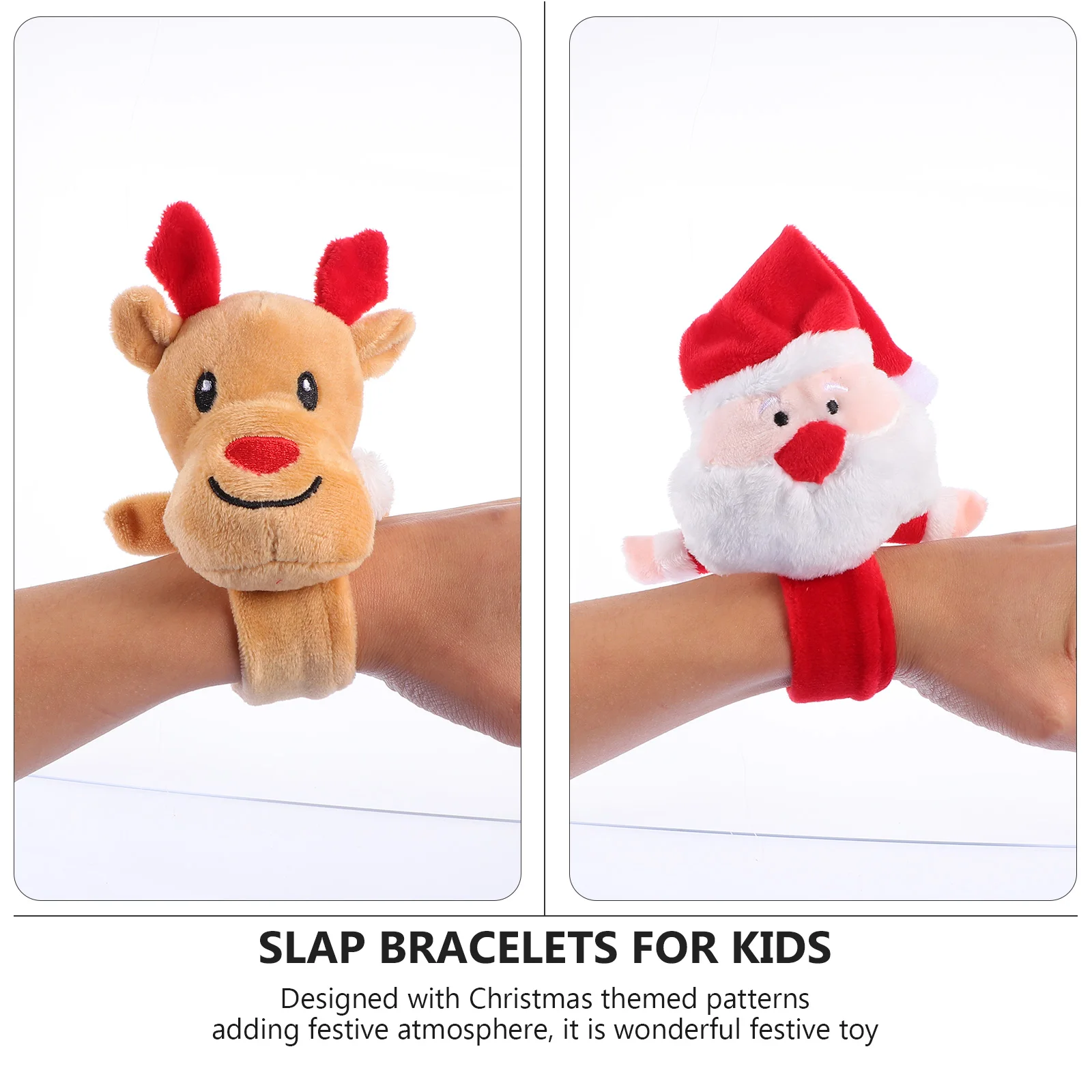 

3Pcs Kids Slap Bracelets Christmas Theme Wrist Decoration High Flexibility Long-Lasting Bounce Wristband Holiday Party Gift Set