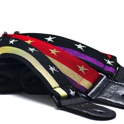 Adjustable Guitar Strap Gold Silver Wire Ribbon Star Pattern Guitarra Straps Belt Electric Acoustic Guitar Bass Parts Accessory