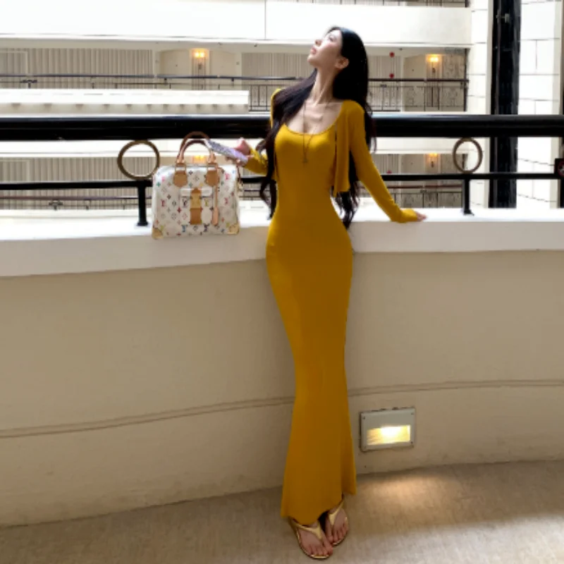 

Ele сексуальный комплект Faion, женское длинное пальто све, пальто с завязками на талии, комплект из двух предметов, повседневная осенняя коллекция Sle