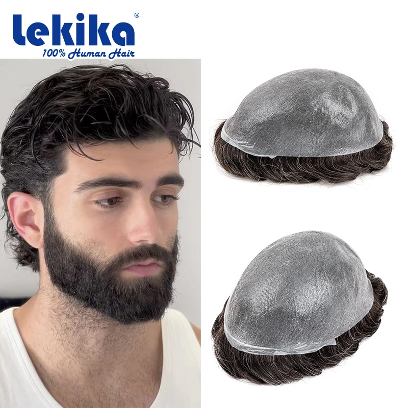 

0.03mm PU Ultra Thin Skin Toupee Natural Men's Wig Invisible Male Hair Prosthesis V Loop Hair System For Man 6'' 100% Human Hair