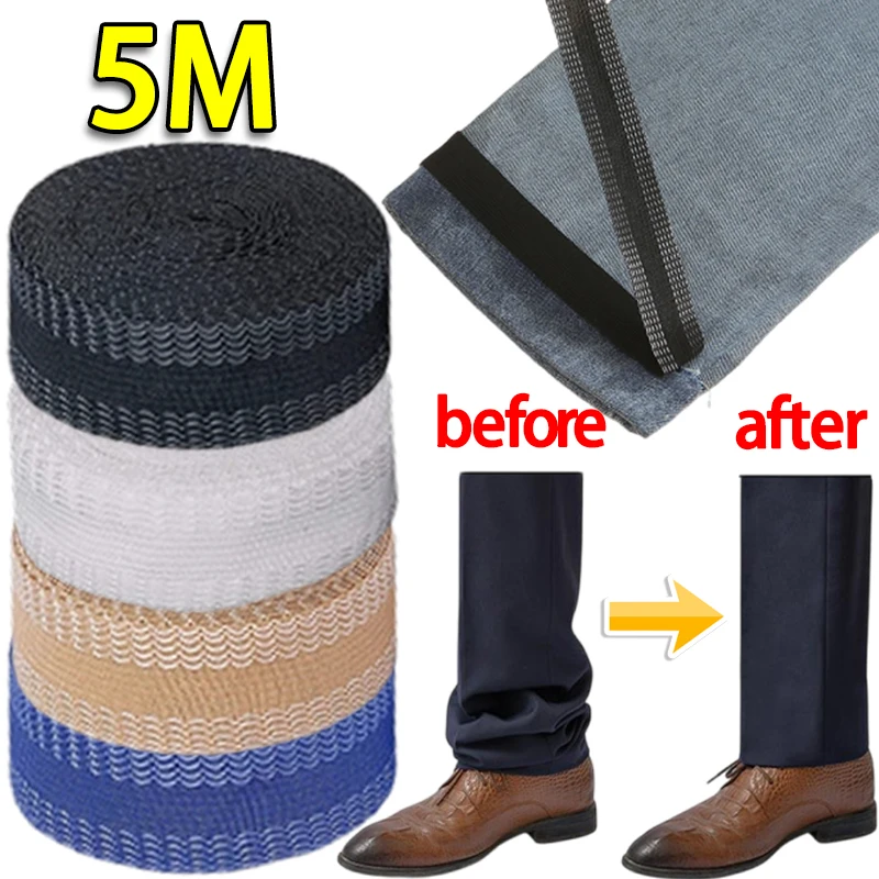 

1/5M Self-Adhesive Pants Hem Paste Tape Trouser Edge Paste Iron-on Pant Shorten Repair Jean Hemming Tape For DIY Sewing Fabric