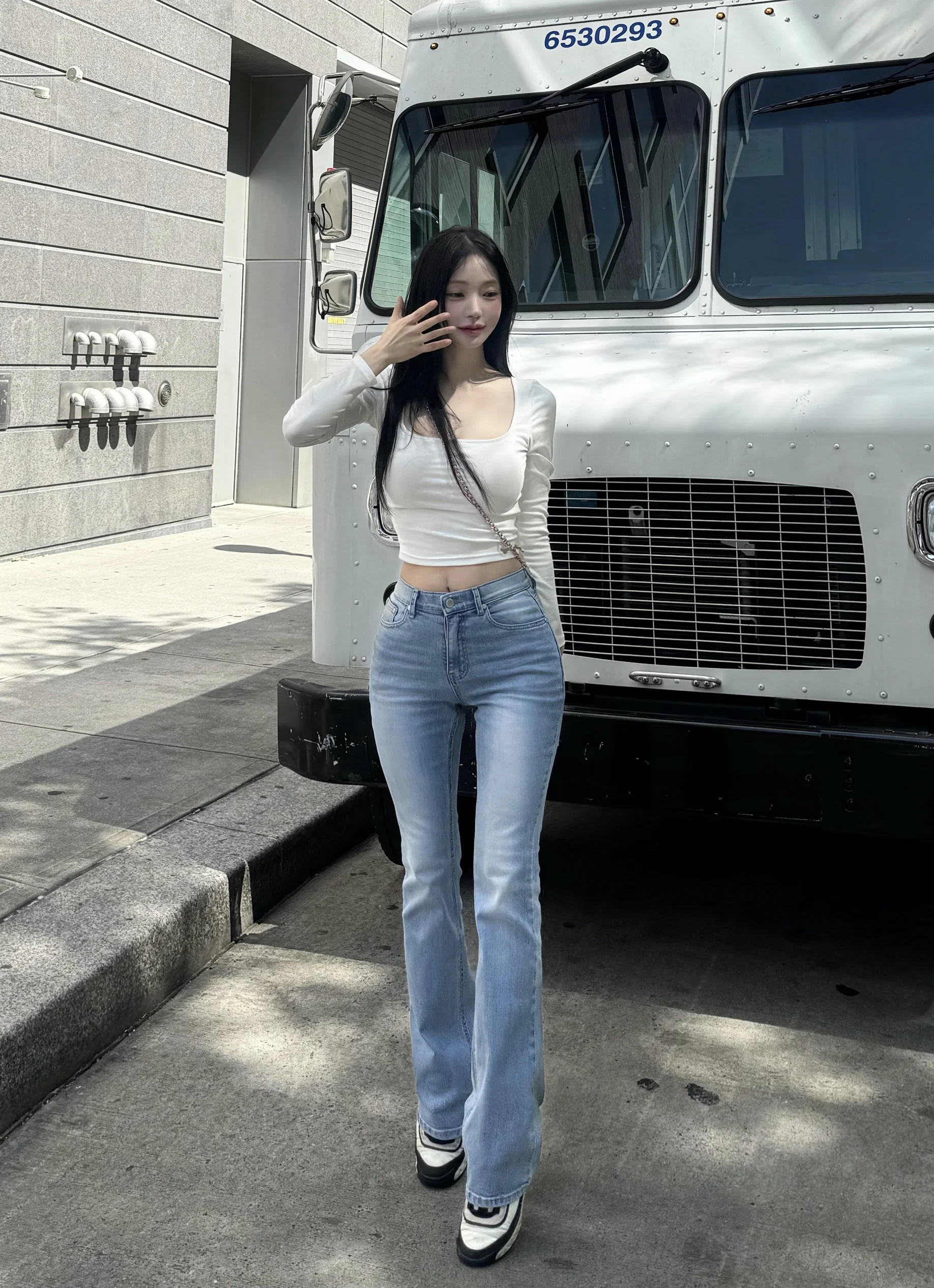 

High Waist Flared Jeans Women's Blue Denim orts High Waist Waed out Bootcut Trousers with Butt Lifting Functionali