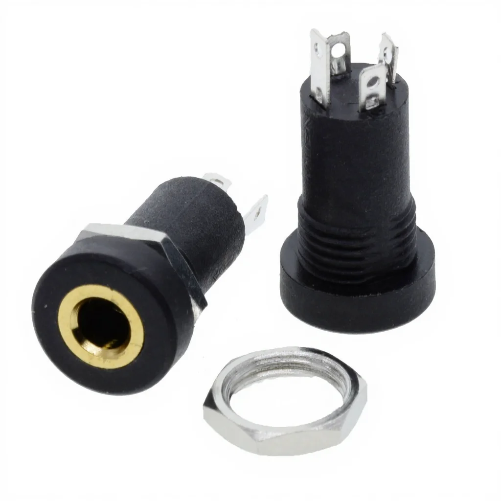 YYT 10PCS 3.5mm Stereo Audio Jack PJ-392A, 3-Pin/4-Pin with Nut, Panel Mount PCB Connector
