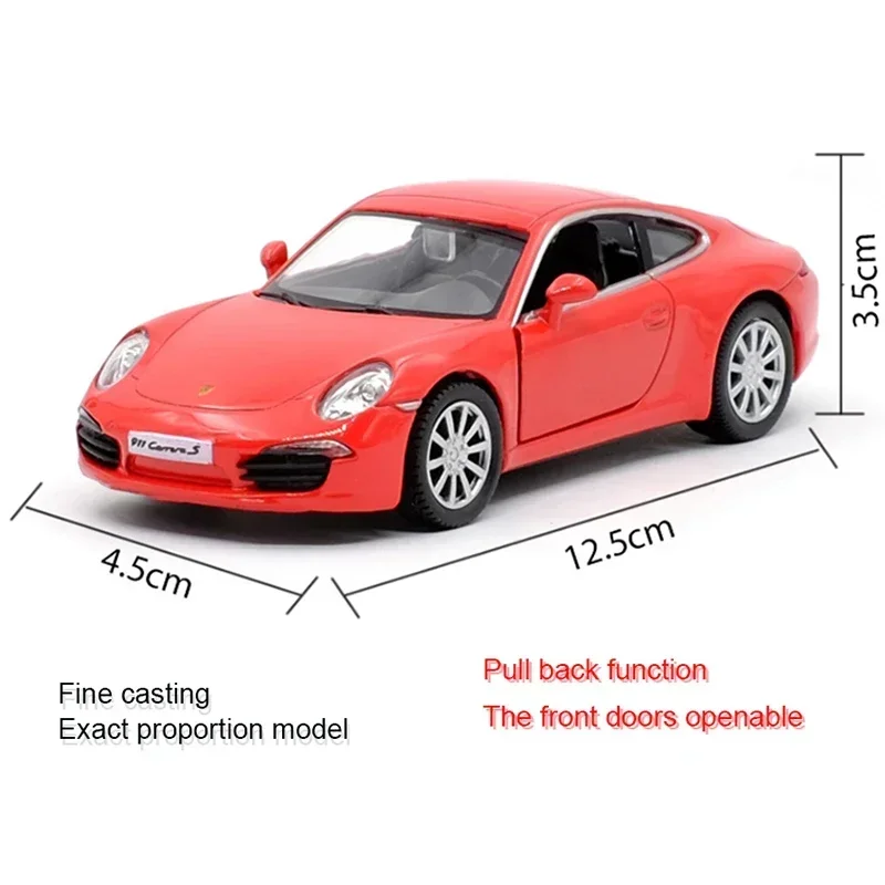 1:36 Porsche 911 Carrera S Sports Car Alloy Diecast Classic Car Model Toy With Pull Back For Children Gifts Toy Collection F204