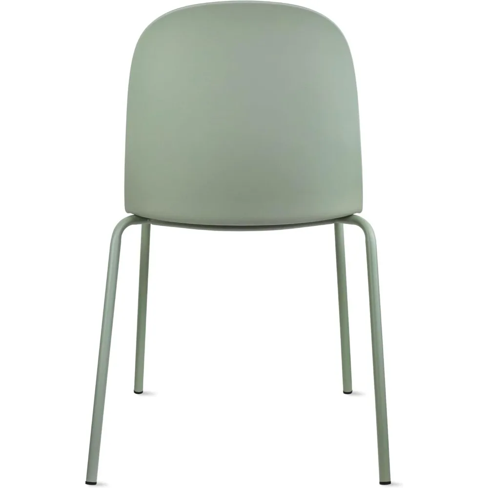 6-Piece Modern Stackable Dining Chair Set with Plastic Shell Seats and Upholstered PU Leather Cushions