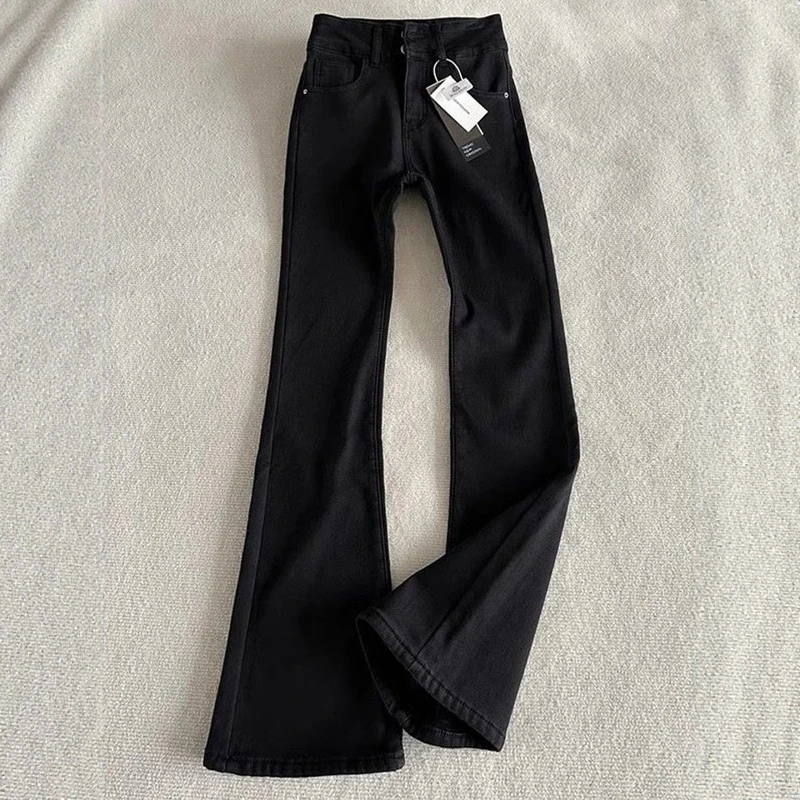 

Black Leaf Blade Men's Jeans Flared Basic High Street Style Slimming Straight Leg Pants Low Waist Multi Pocket Decorative