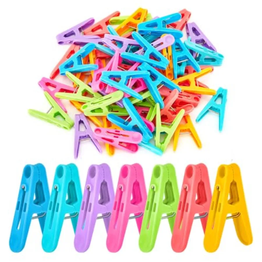 

56 шт. прищепки, пластиковые красочные маленькие зажимы, 7 ярких цветов, прищепки для сушки одежды, мини-булавки для одежды, веревка для белья, поделки P
