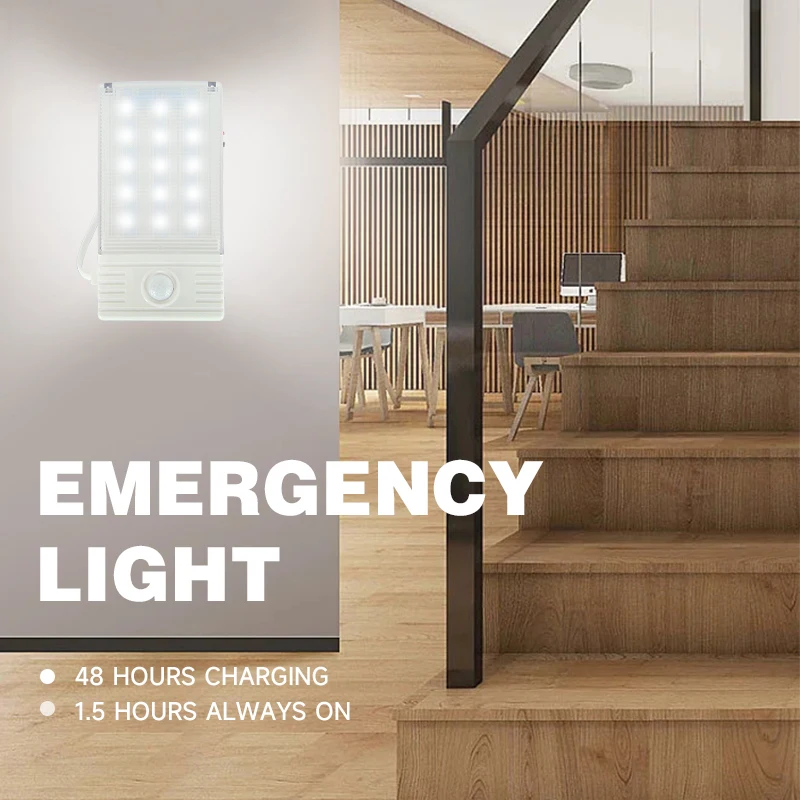 LED Emergency Light Motion Sensor Multifunction Bright Emergency Lighting Indoor Rechargeable Hanging Light for Power Outage Use