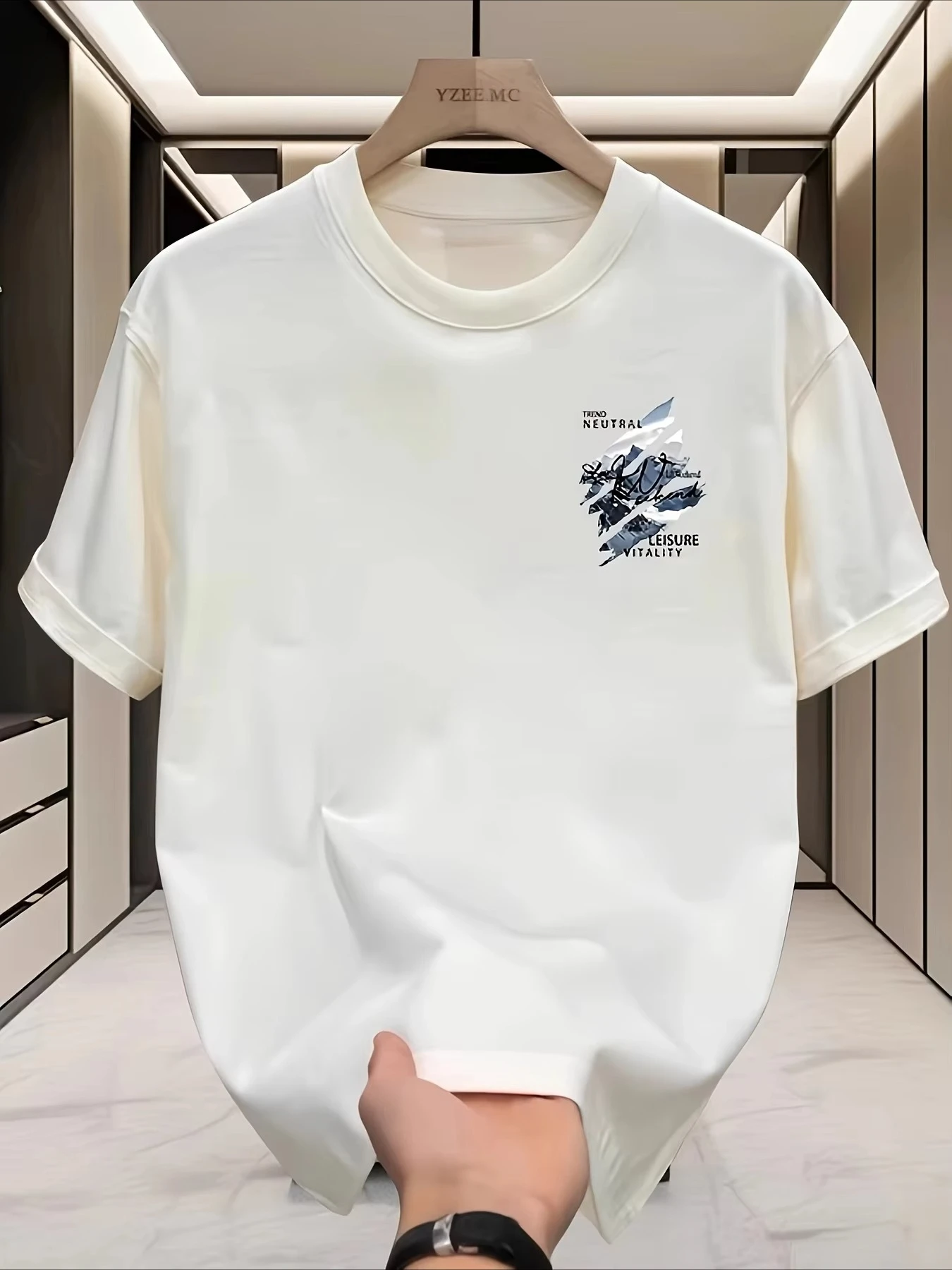 New Cotton Men's T-Shirt with Summer Street Style Pattern Print Suitable for Casual Combination with Women's Short-Sleeved Tops