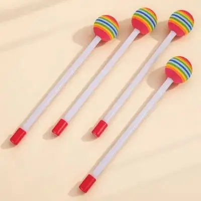 4 قطعة أعواد طبلة ملونة بألوان قوس قزح إسفنجة بلاستيكية صديقة للبيئة ممارسة الموسيقى للطلاب أداة قرع
