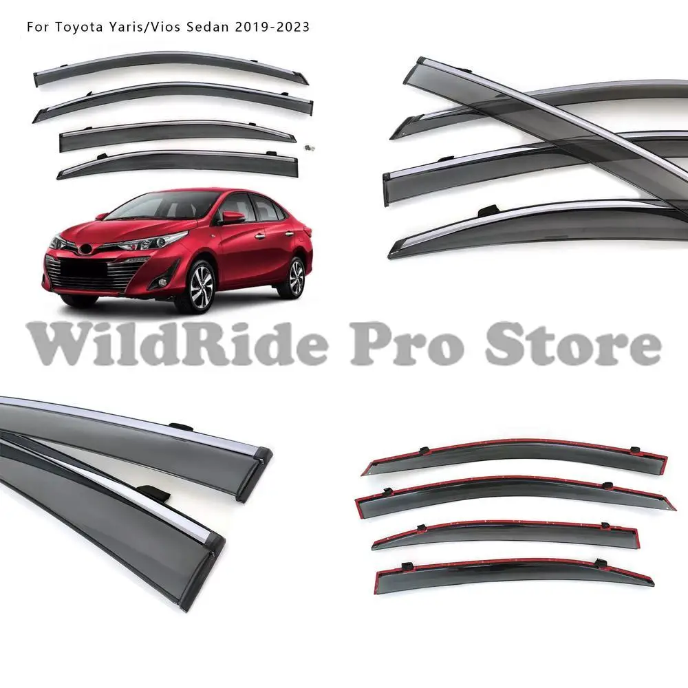 

1 комплект козырьков от дождя для Toyota Yaris Vios Sedan 2019 2023, дефлекторы окон