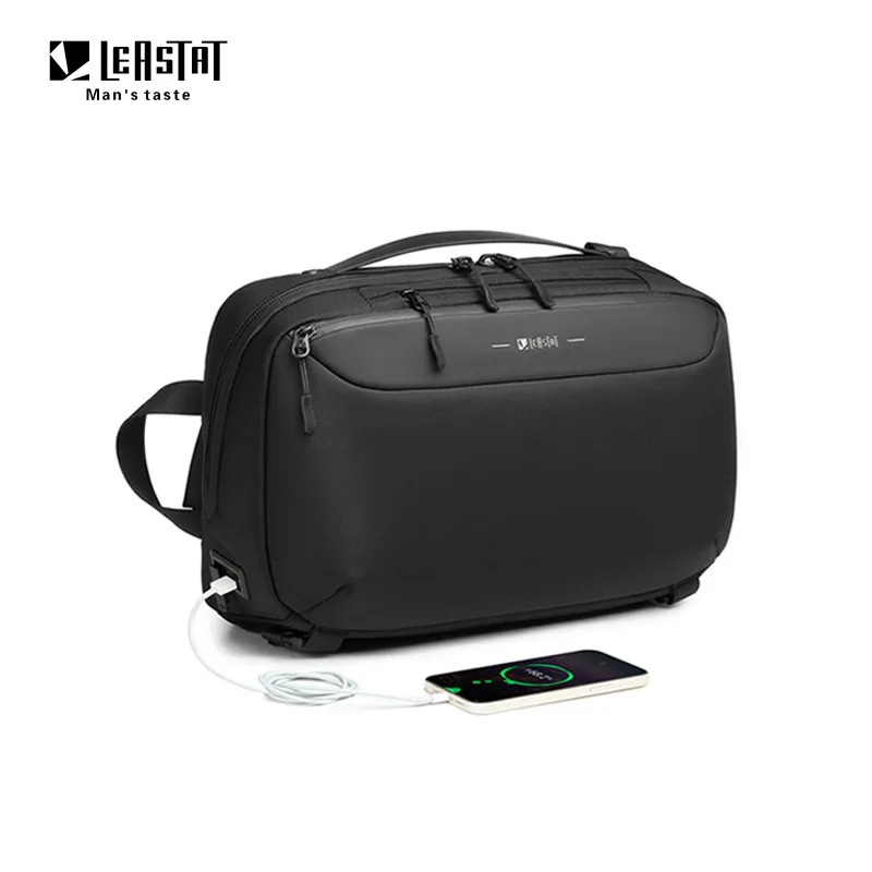 Bolsa de peito cruzada para homens, bolsa de ombro com carregamento usb, bolsa transversal para viagem de negócios, bolsa mensageiro oxford para homens